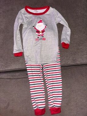 Holiday Santa Pajama Set in Gray & Red - Kids